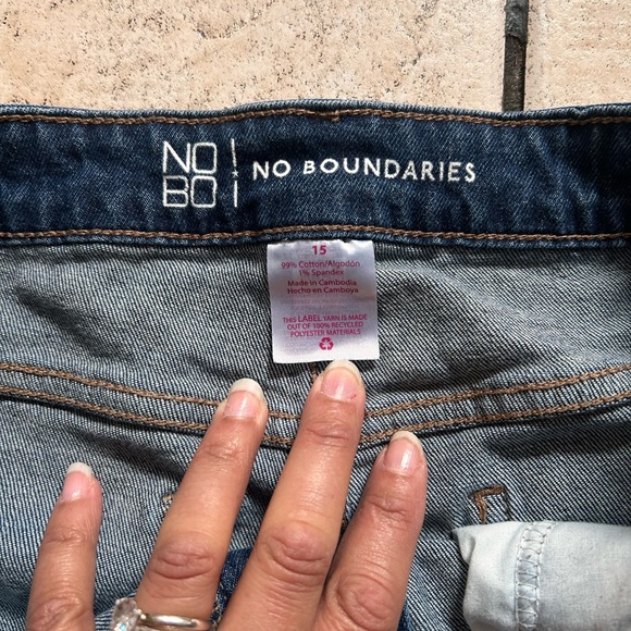 No Boundaries Dark Blue Distressed Jean Shorts - Picture 4 of 4
